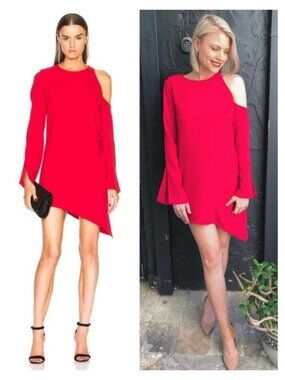 IRO Awati Asymmetrical Poppy Red Mini Dress US Large